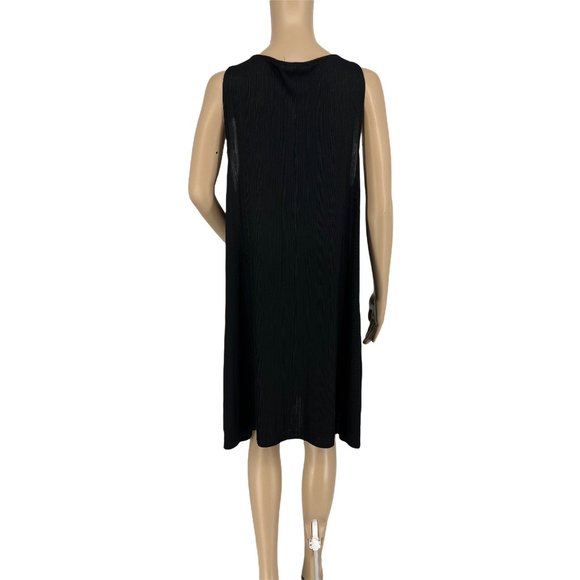 Zara sleeveless shift dress cover up Large deep v neck with tie black - Picture 4 of 10